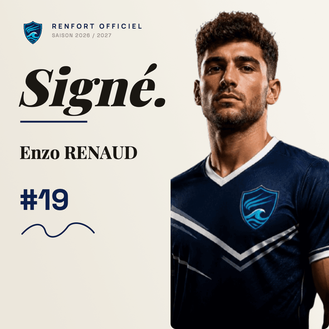 Annonce de la signature d'Enzo Renaud, au format carré, créée avec Timline