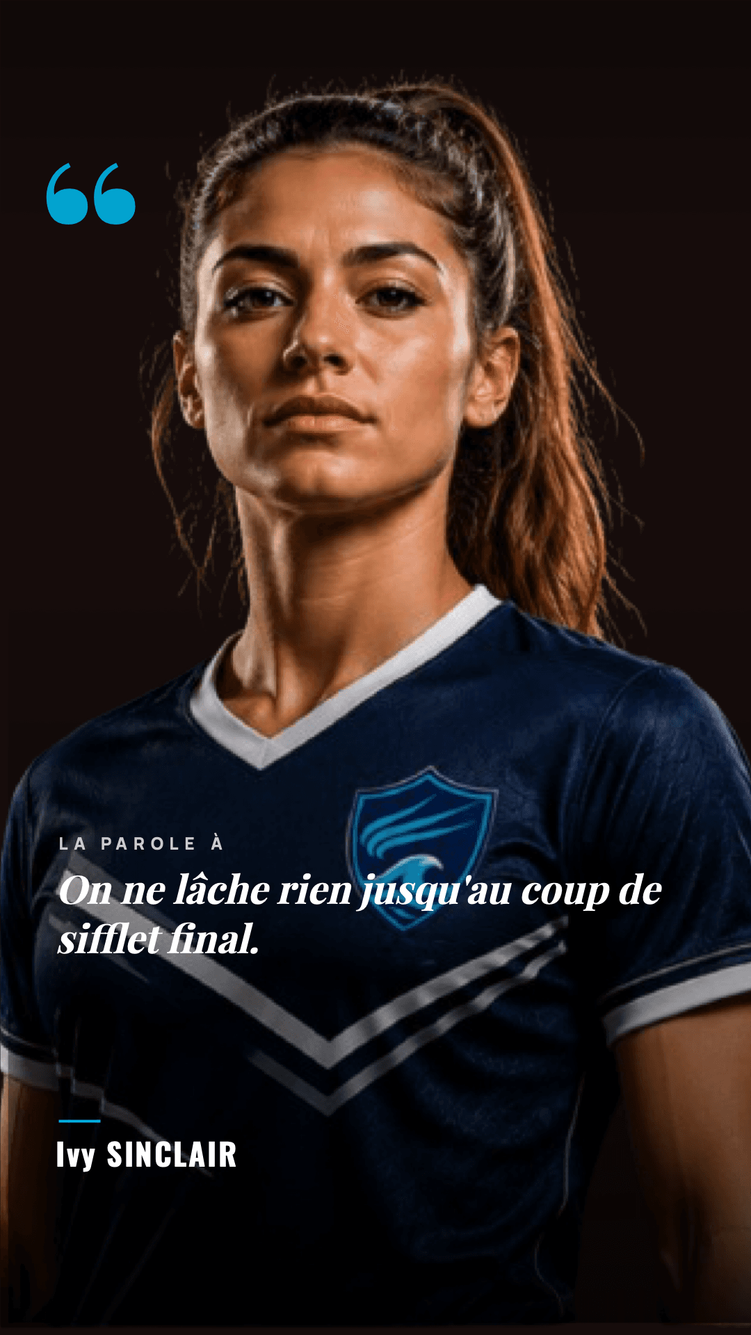 Citation de joueuse au format story 9:16, créée avec Timline