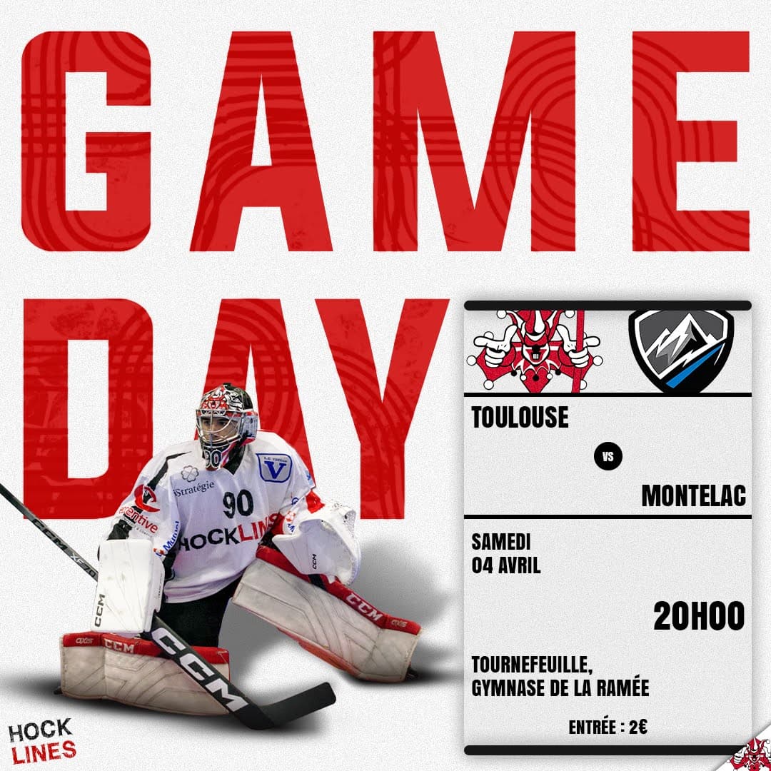Visuel jour de match Toulouse Hocklines vs Montelac, Nationale 1 roller hockey